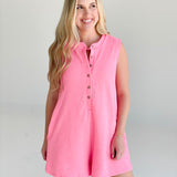 Checking Boxes Romper - Neon Pink