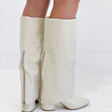 Vivi Foldover Boots - Beige