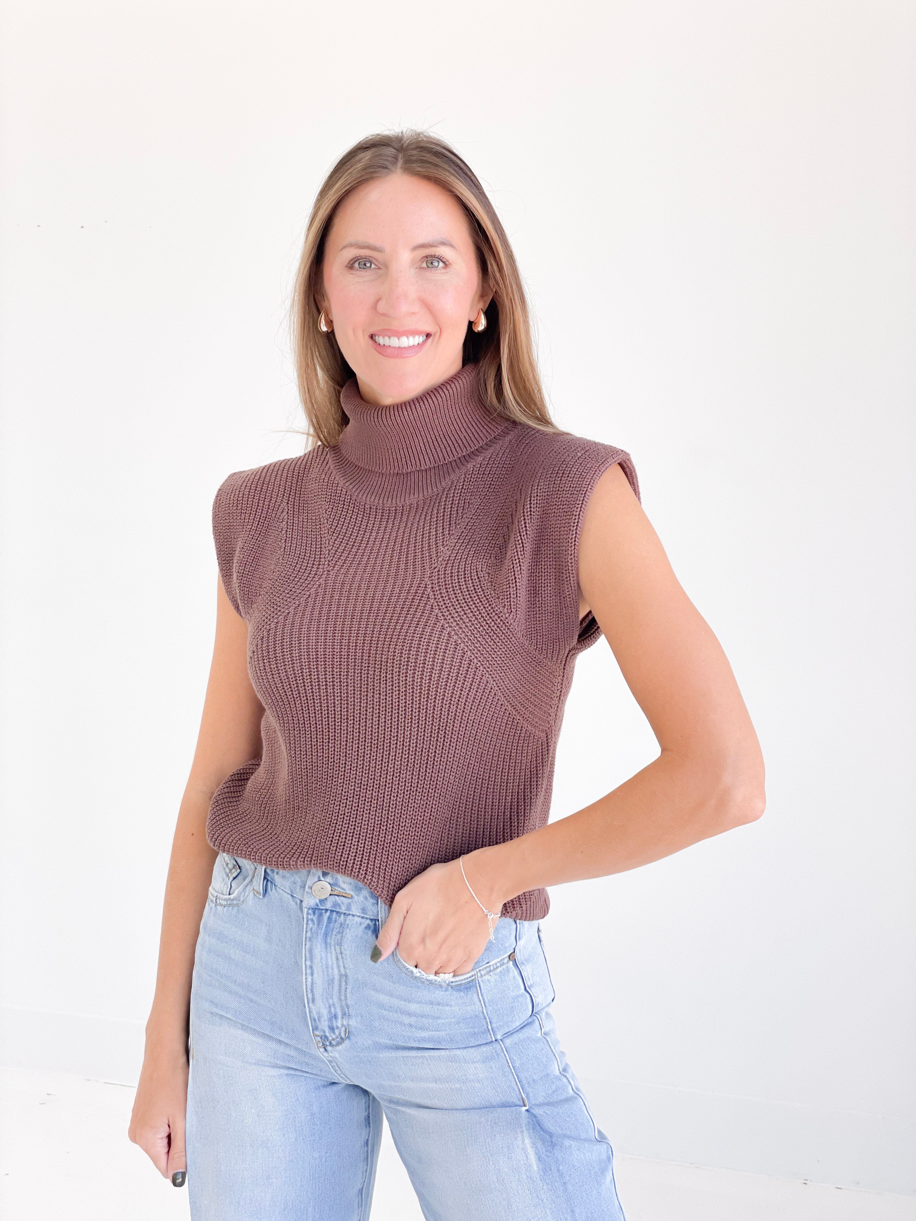 O'Hara Sleevless Mock Neck Top - Mocha