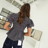 Joan Smocked Top - Navy