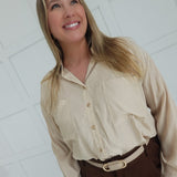Clocked In Button Down Shirt - Lt Khaki