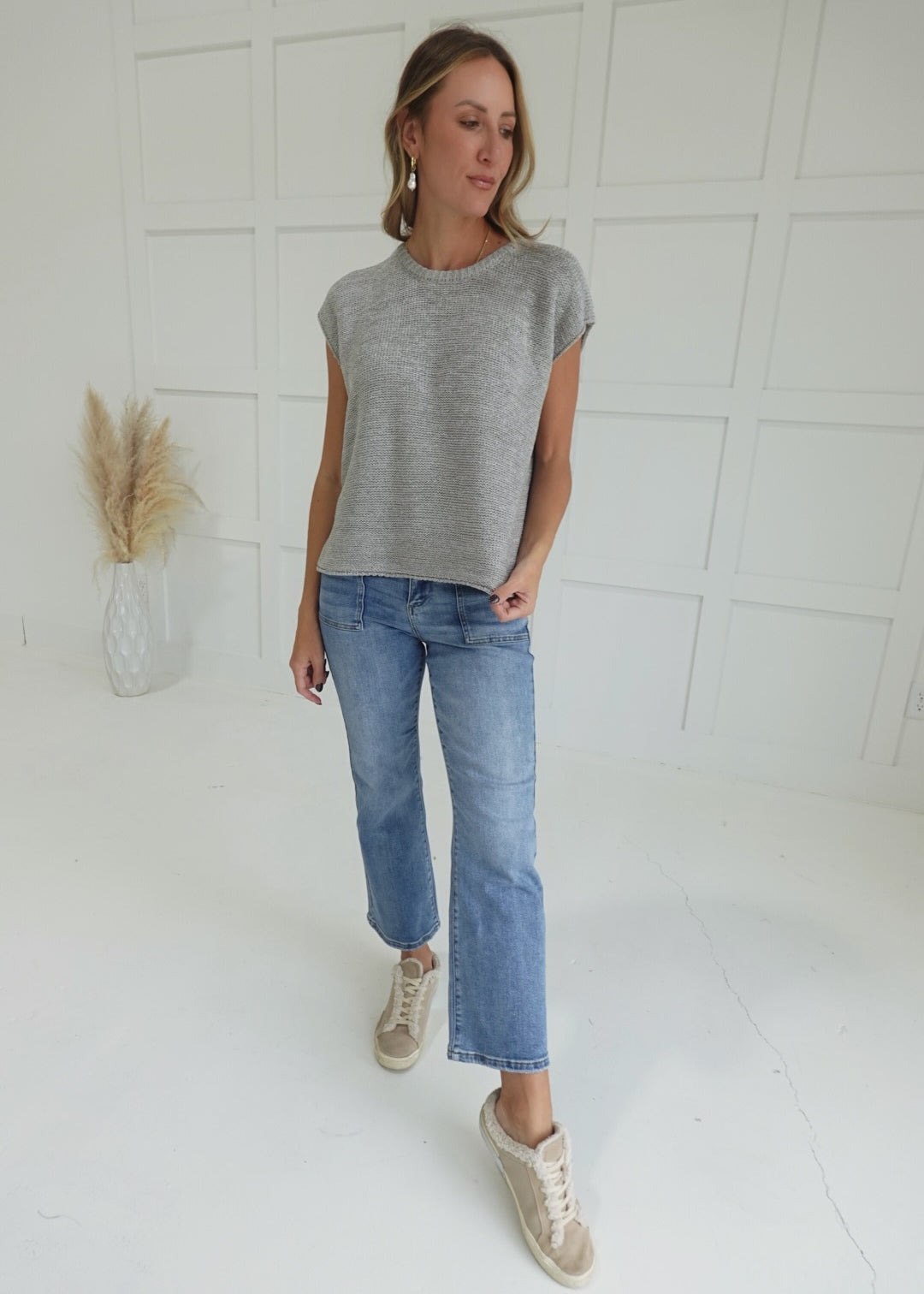 Claiborne Sweater Top - H Grey
