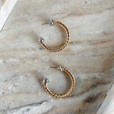 Two Tone Hoops - Gold/Cream