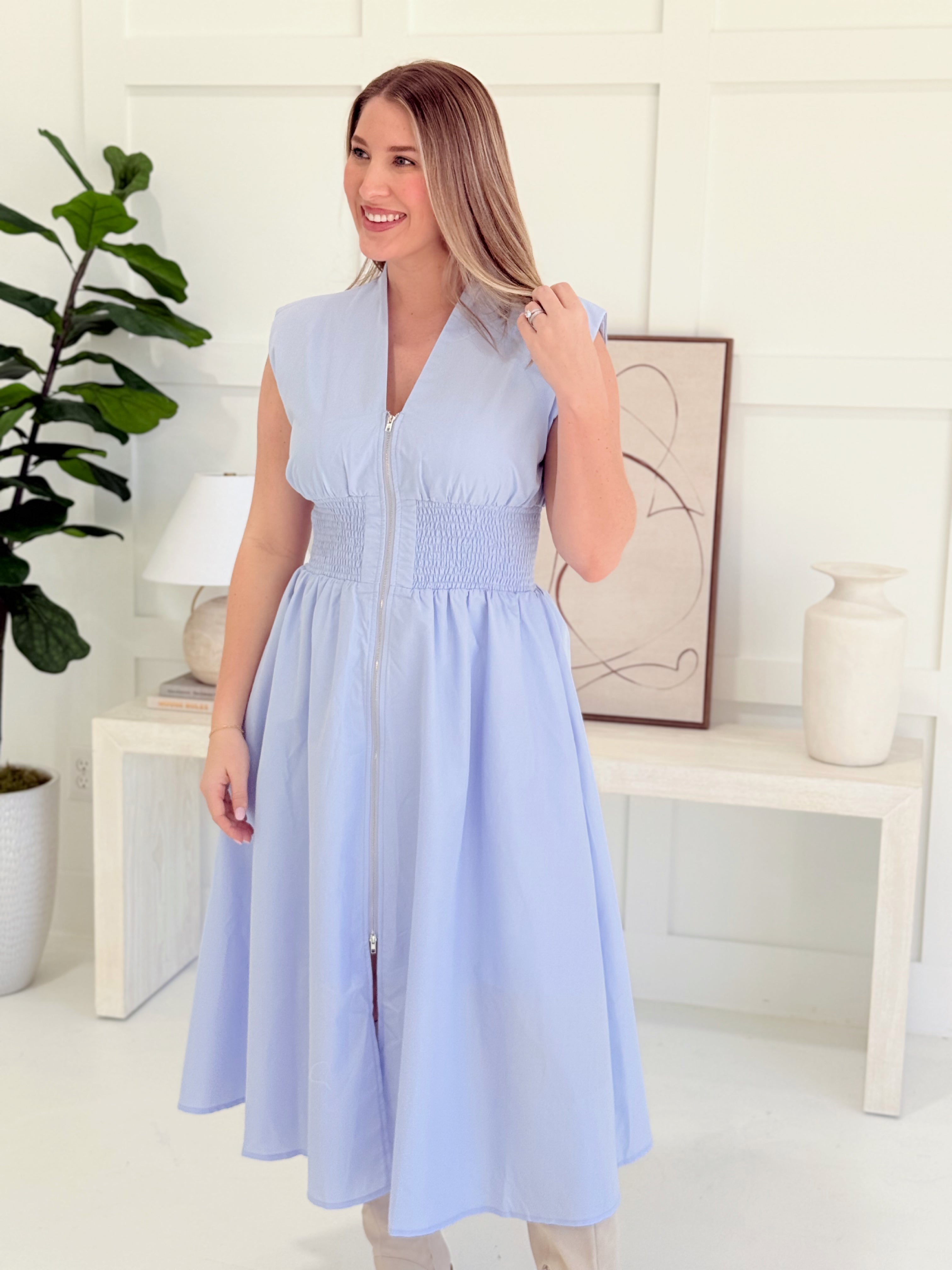 Better Days Midi Dress - Baby Blue