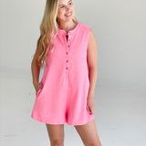 Checking Boxes Romper - Neon Pink