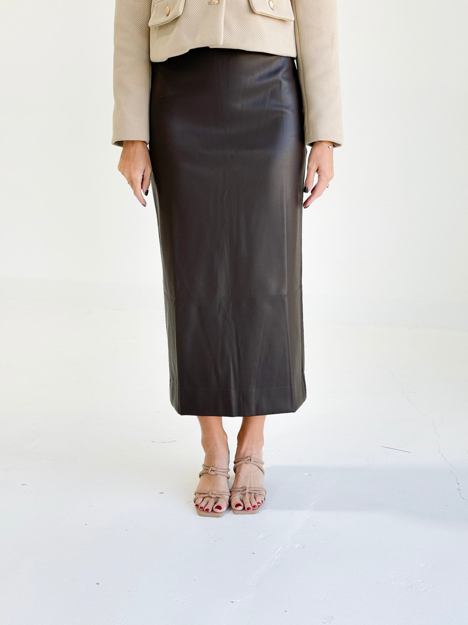 Briggs Leather Midi Skirt