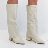 Vivi Foldover Boots - Beige