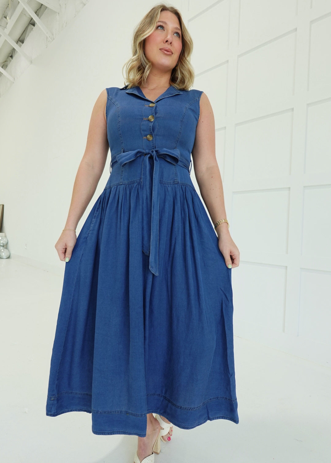 Evelyn Denim Midi Dress