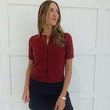 Marg Short Sleeve Cardigan - Burgundy