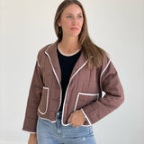 Drew Quilt Jacket - Chocolate/Cream