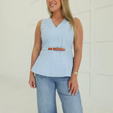 Inheritance Peplum Top - Blue