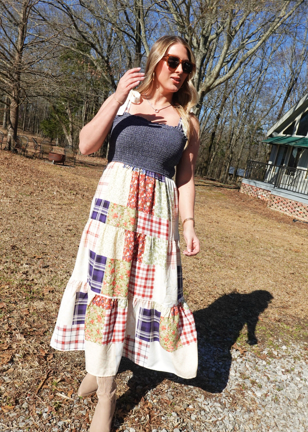 Betsy Plaid Midi Dress