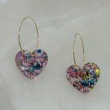 Confetti Heart Dangle Hoop - Pastel