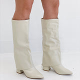 Vivi Foldover Boots - Beige