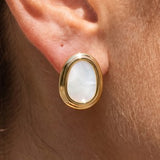 Large, Pearl Oval Earrings