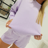Essentials Mock Neck Short Set - Lilac