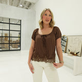 Viola Pinstripe Top - Brown