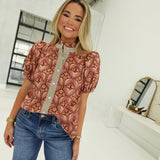 Fall Blooms Top - Brown