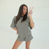 Drew Striped Set - Sand/Charcoal