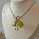 Cowboy Boot/Grape Charm Necklace