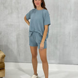 Waverly Ribbed Set - Blue Grey