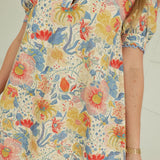 Seasonal Bloom Mini Dress - Blue