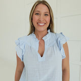 Felina Ruffle Top - Sky