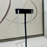 Linear Rhinestone Earrings - Silver