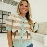 Saddle Knit Cardi Top - Mint