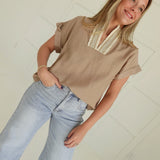Claudia Crochet Trim Blouse