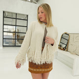 Audra Fringe Cardi - Lt Taupe