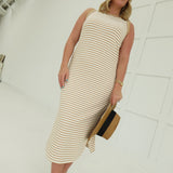 Simple Style Midi Dress - Tan