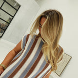 Harvesting Stripe Sweater - Blue/Brown