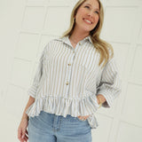 Louise Ruffle Top - Baby Blue