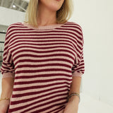 Jessie Striped Sweater - Burgundy