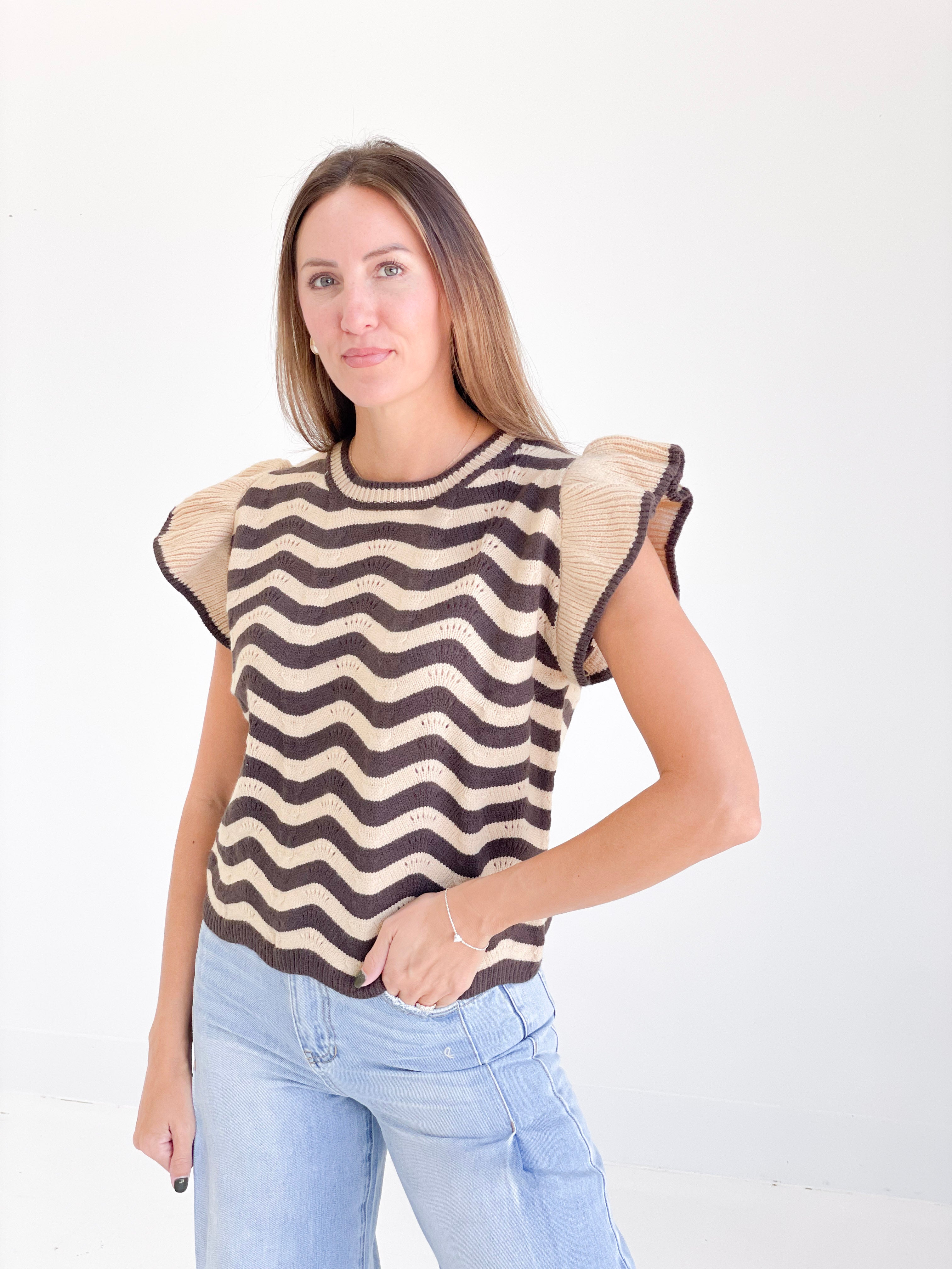 Edge Of Falling Sweater - Taupe/Brown