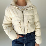 Gina Cropped Puffer Jacket - Ivory