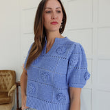 Bridgett Crochet Sweater - Blue