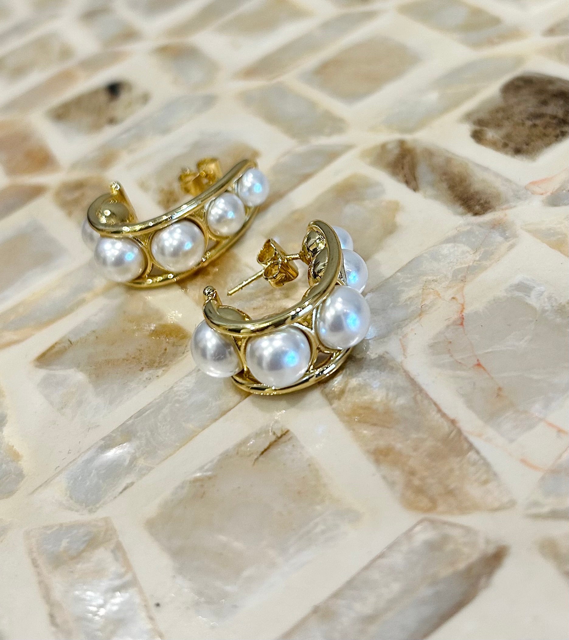 Pearl Hoop Studs