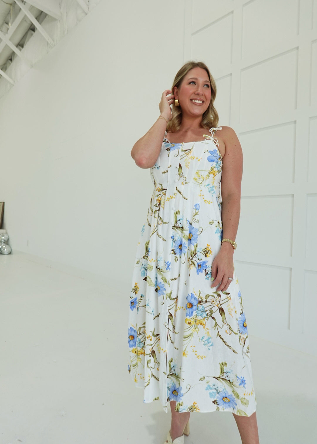 Waverly Midi Dress - Ivory Multi