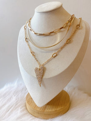 Mixed Chain + Heart Pendant Necklace