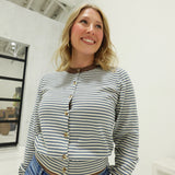 Homeroom Striped Cardi - Dusty Blue