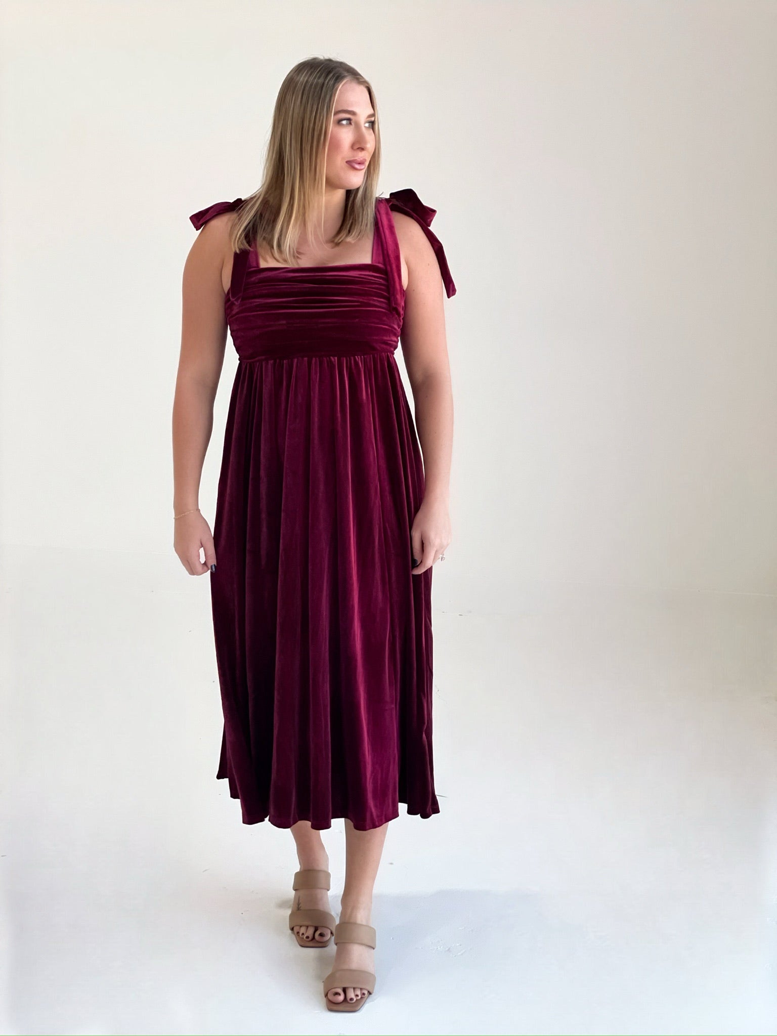 Cavalier Velvet Dress - Burgundy