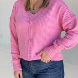 Softer V Neck Sweater - Pink *CM