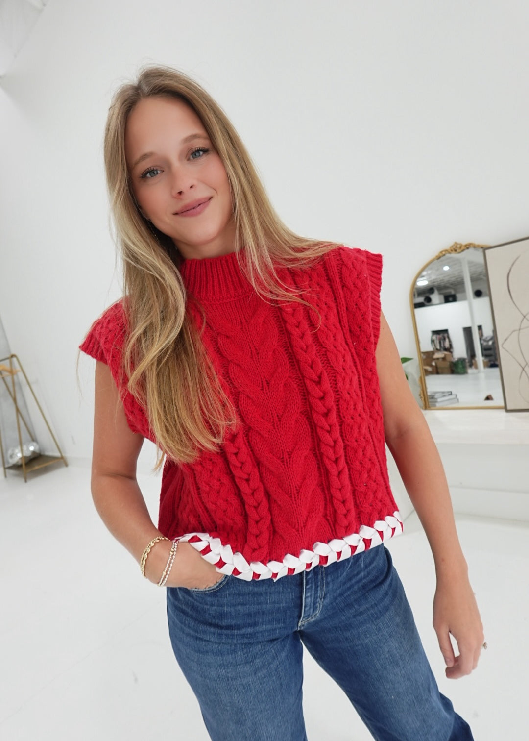 Esme Ribbon Sweater - Red