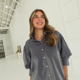 Charlisa Ruffle Blouse - Grey