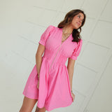 Inquiring Smock Waist Dress - Pink