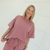Keaton Striped Set - Mauve