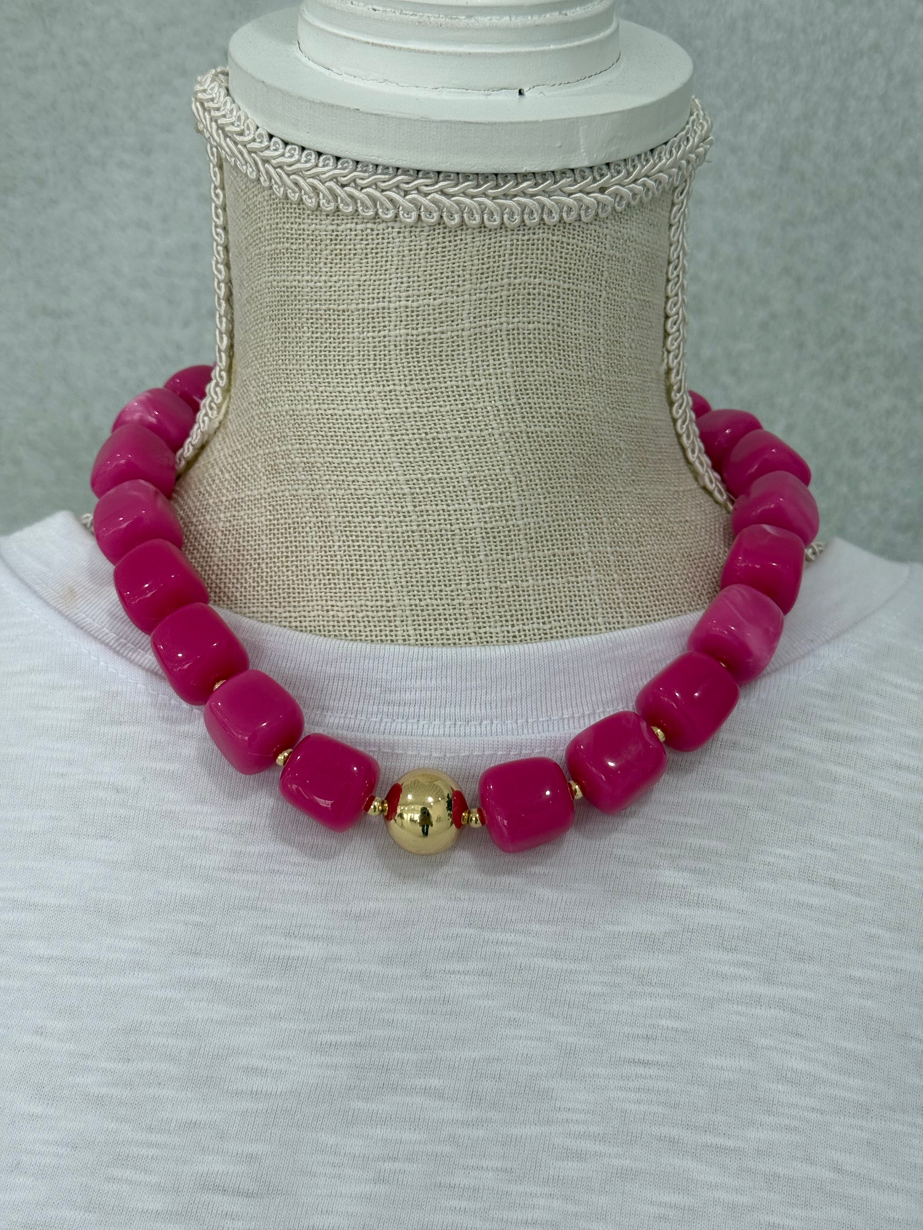 Pink Ladies Beaded Necklace