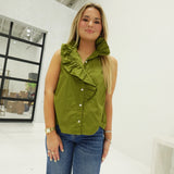 Priscilla Ruffle Top - Olive